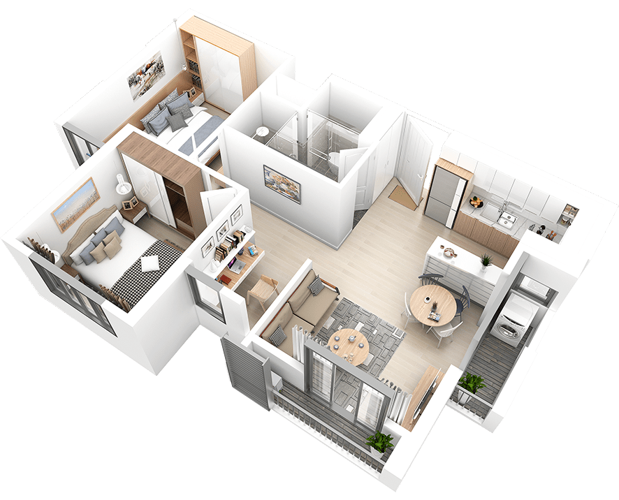 Căn hộ cao cấp giá tốt nhất tại tòa ​Grand Park ​Tokyo Touch, KĐT Ecopark, DT 59m2, 2 ngủ, đủ đồ
